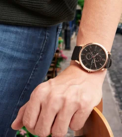 Herrenuhren|Herrenuhren*Pierre Cardin Herren Armband-Uhr mit Multi-Ziffernblatt analoge Quarz-Uhr mit Textil-Armband 3ATM 44mm CPI.2035 Schwarz/Kupfer