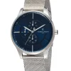 Herrenuhren|Herrenuhren*Pierre Cardin Herren Armband-Uhr mit Multi-Ziffernblatt analoge Quarz-Uhr mit Edelstahl-Armband 3ATM 43mm A.PC902731F121 Silber/Blau