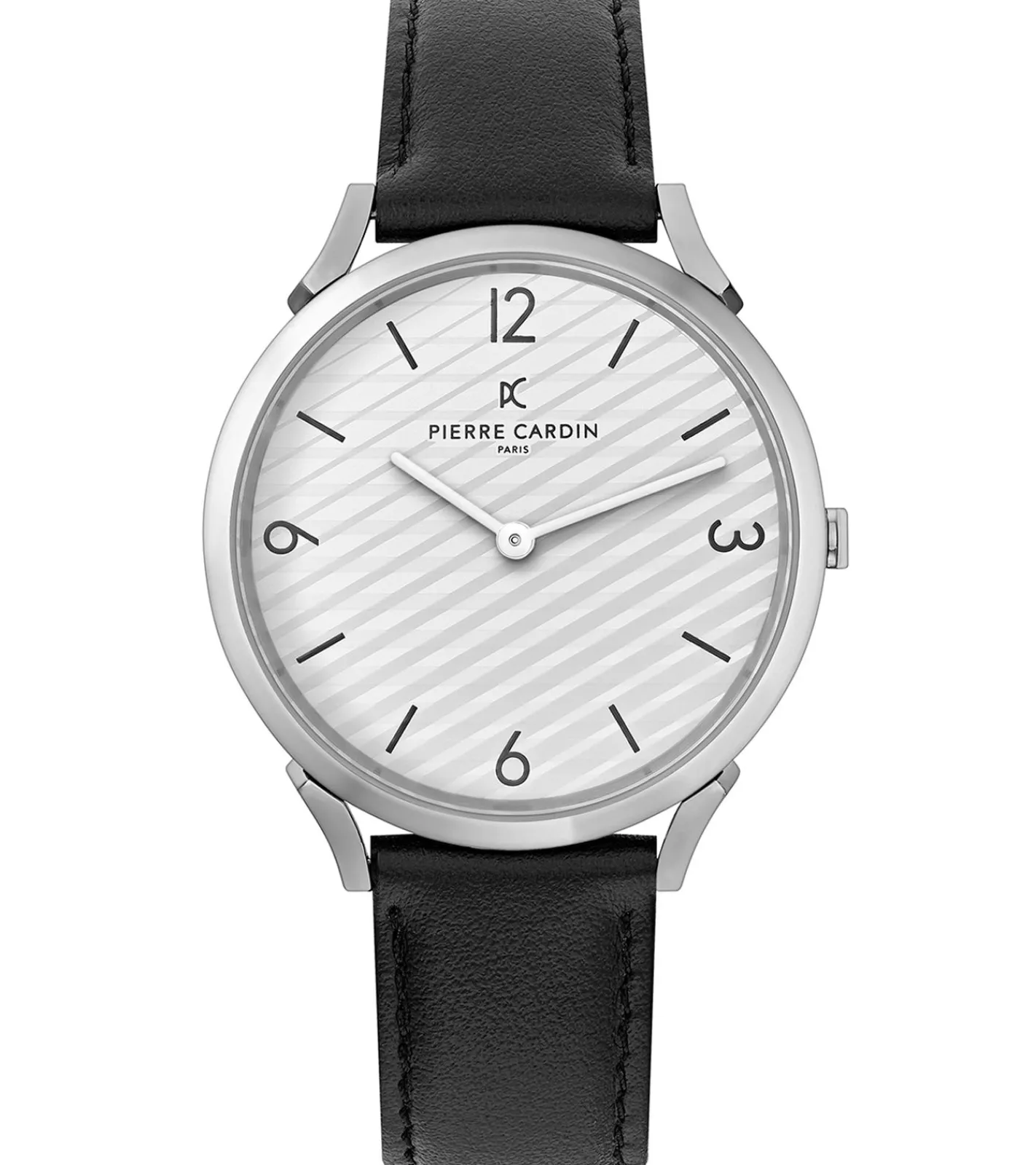 Herrenuhren|Herrenuhren*Pierre Cardin Herren Armband-Uhr analoge Quarz-Uhr mit Leder-Armband 3ATM 39mm CPI.2016 Silber/Schwarz/Weiß
