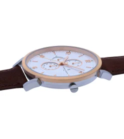 Herrenuhren|Herrenuhren*Pierre Cardin Herren Armband-Uhr mit Multi-Ziffernblatt analoge Quarz-Uhr mit Leder-Armband 3ATM 44mm CPI.2060 Braun/Rosegold/Silber