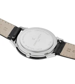 Herrenuhren|Herrenuhren*Pierre Cardin Herren Armband-Uhr analoge Quarz-Uhr mit Leder-Armband 3ATM 40mm CPI.2018 Schwarz/Silber