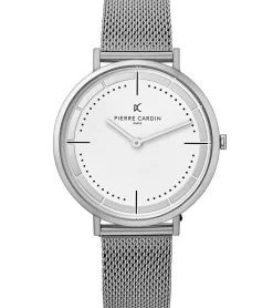 Herrenuhren|Herrenuhren*Pierre Cardin Herren Armband-Uhr analoge Quarz-Uhr mit Edelstahl-Armband 3ATM 41mm CBV.1027 Silber