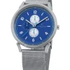 Herrenuhren|Herrenuhren*Pierre Cardin Herren Armband-Uhr mit Multi-Ziffernblatt und farblichen Akzenten analoge Quarz-Uhr mit Edelstahl-Armband 3ATM 44mm CPI.2064 Silber/Blau