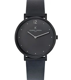 Herrenuhren|Herrenuhren*Pierre Cardin Herren Armband-Uhr analoge Quarz-Uhr mit Leder-Armband 3ATM 39mm CBV.1021 Schwarz