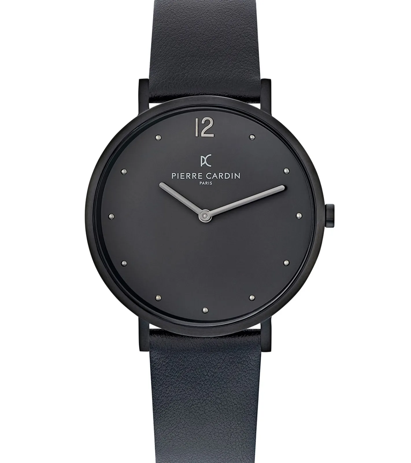 Herrenuhren|Herrenuhren*Pierre Cardin Herren Armband-Uhr analoge Quarz-Uhr mit Leder-Armband 3ATM 39mm CBV.1021 Schwarz