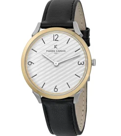 Herrenuhren|Herrenuhren*Pierre Cardin Herren Armband-Uhr in Geschenkbox analoge Quarz-Uhr mit Leder-Armband 3ATM 40mm oder 39mm Silber/Gold, Schwarz oder Silber/Schwarz