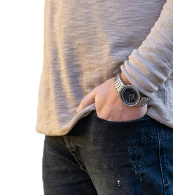 Herrenuhren|Herrenuhren*Pierre Cardin Herren zeitlose Armband-Uhr mit Faltschließe analoge Quarz-Uhr mit Edelstahl-Armband 3ATM 41mm CBV.1028 Silber