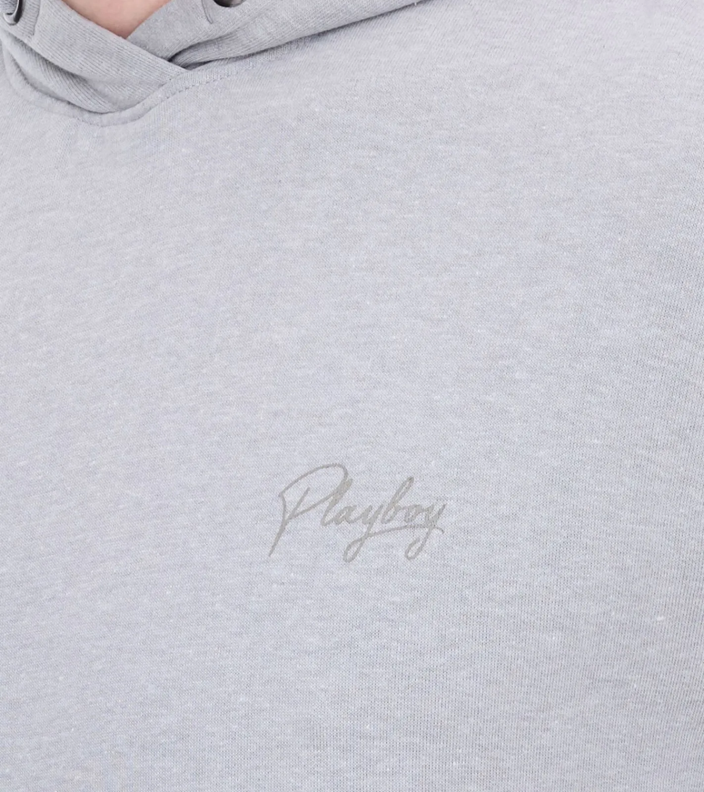 Pullover & Sweater*PLAYBOY Herren Baumwoll-Pullover Langarm-Shirt mit Kapuze Hoodie Schwarz oder Grau meliert