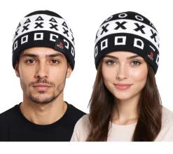 Caps & Mützen*BioworldMerch PlayStation Beanie mit Playstation Symbole Gaming-Mütze Strick-Beanie Fan-Artikel KC042612SNY Schwarz/Weiß
