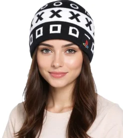 Caps & Mützen*BioworldMerch PlayStation Beanie mit Playstation Symbole Gaming-Mütze Strick-Beanie Fan-Artikel KC042612SNY Schwarz/Weiß