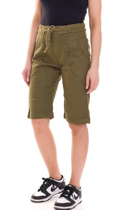 Shorts & Bermudas*PLEASE Damen Stoff-Shorts kurze Hose mit Bindeband Bermuda 45331929 Khaki