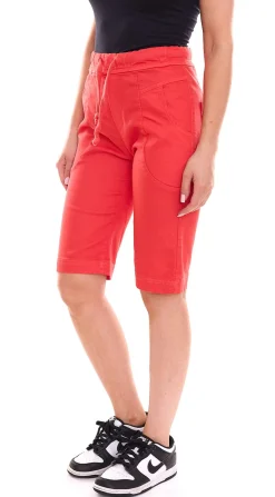 Shorts & Bermudas*PLEASE Damen Stoff-Shorts kurze Hose mit Bindeband Bermuda Sommer-Hose Rot, Weiß oder Khaki
