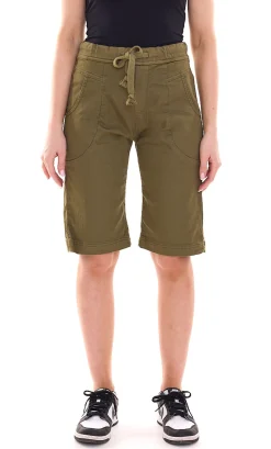 Shorts & Bermudas*PLEASE Damen Stoff-Shorts kurze Hose mit Bindeband Bermuda Sommer-Hose Rot, Weiß oder Khaki