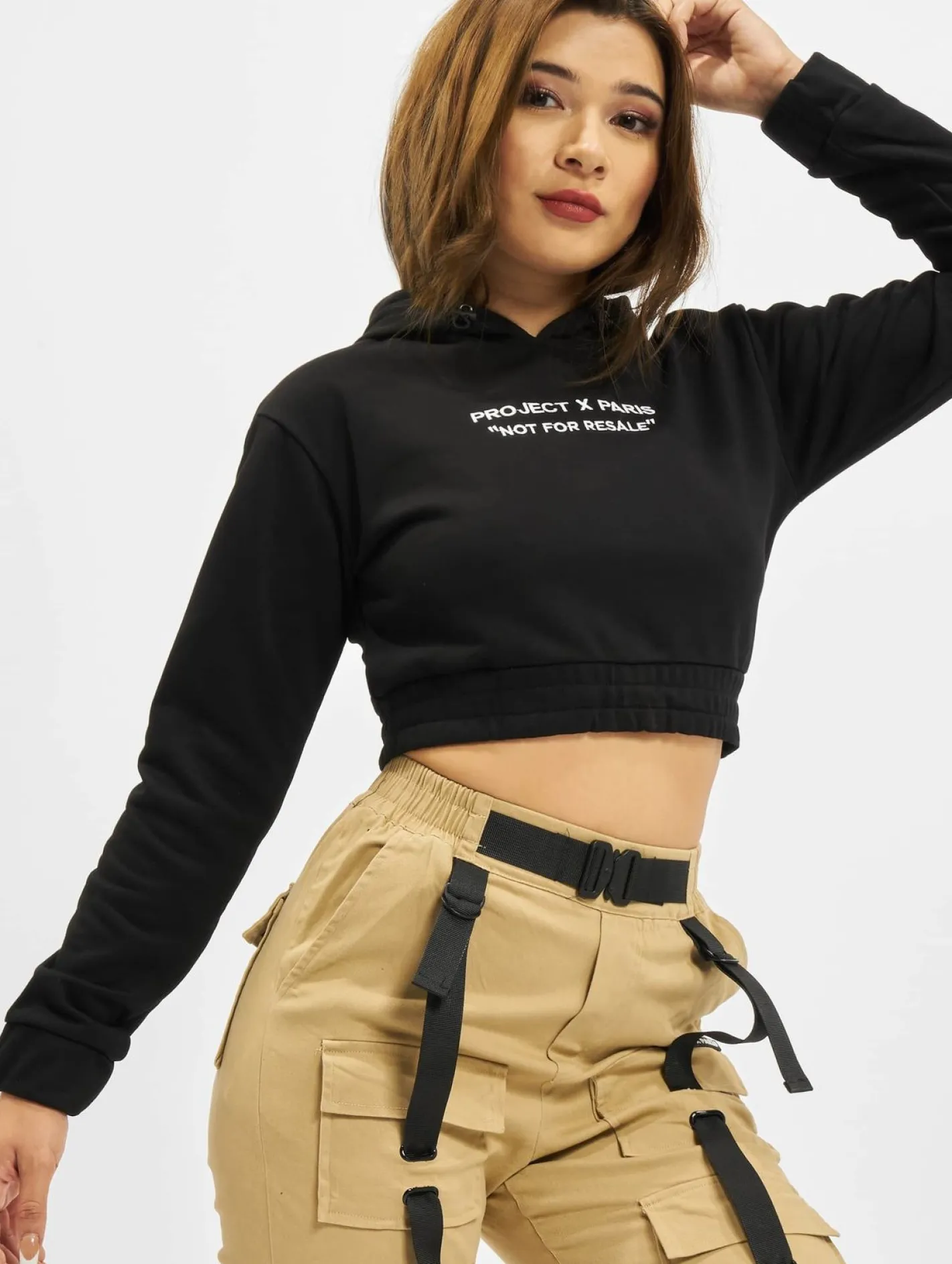 Sweater & Pullover*Project X Paris Kurzer Fleece-Hoodie zum Überziehen, schwarz