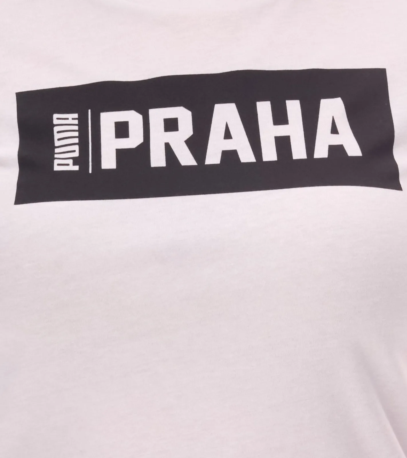 Fitnessmode & Jogginghosen|Tops & T-Shirts*PUMA City Damen Baumwoll-Shirt mit Praha/Prag Schriftzug Kurzarm-Shirt Rundhals-Shirt 575957 20 Weiß/Schwarz