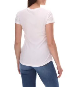 Fitnessmode & Jogginghosen|Tops & T-Shirts*PUMA City Damen Baumwoll-Shirt mit Praha/Prag Schriftzug Kurzarm-Shirt Rundhals-Shirt 575957 20 Weiß/Schwarz