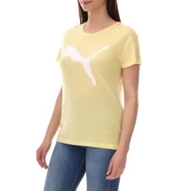 Fitnessmode & Jogginghosen|Tops & T-Shirts*PUMA Damen Sommer-Shirt mit DryCell-Technologie Baumwoll-Shirt Kurzarm-Shirt mit -Logo 586454 40 Gelb/Weiß