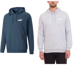 Pullover & Sweater*PUMA ESS Logo Herren stylischer Kapuzen-Pullover Baumwoll-Hoodie mit Logo auf der Brust 679631 , Blau Grau