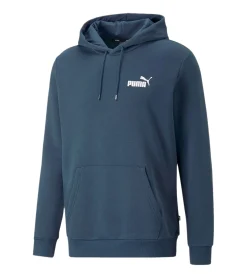 Pullover & Sweater*PUMA ESS Logo Herren stylischer Kapuzen-Pullover Baumwoll-Hoodie mit Logo auf der Brust 679631 , Blau Grau
