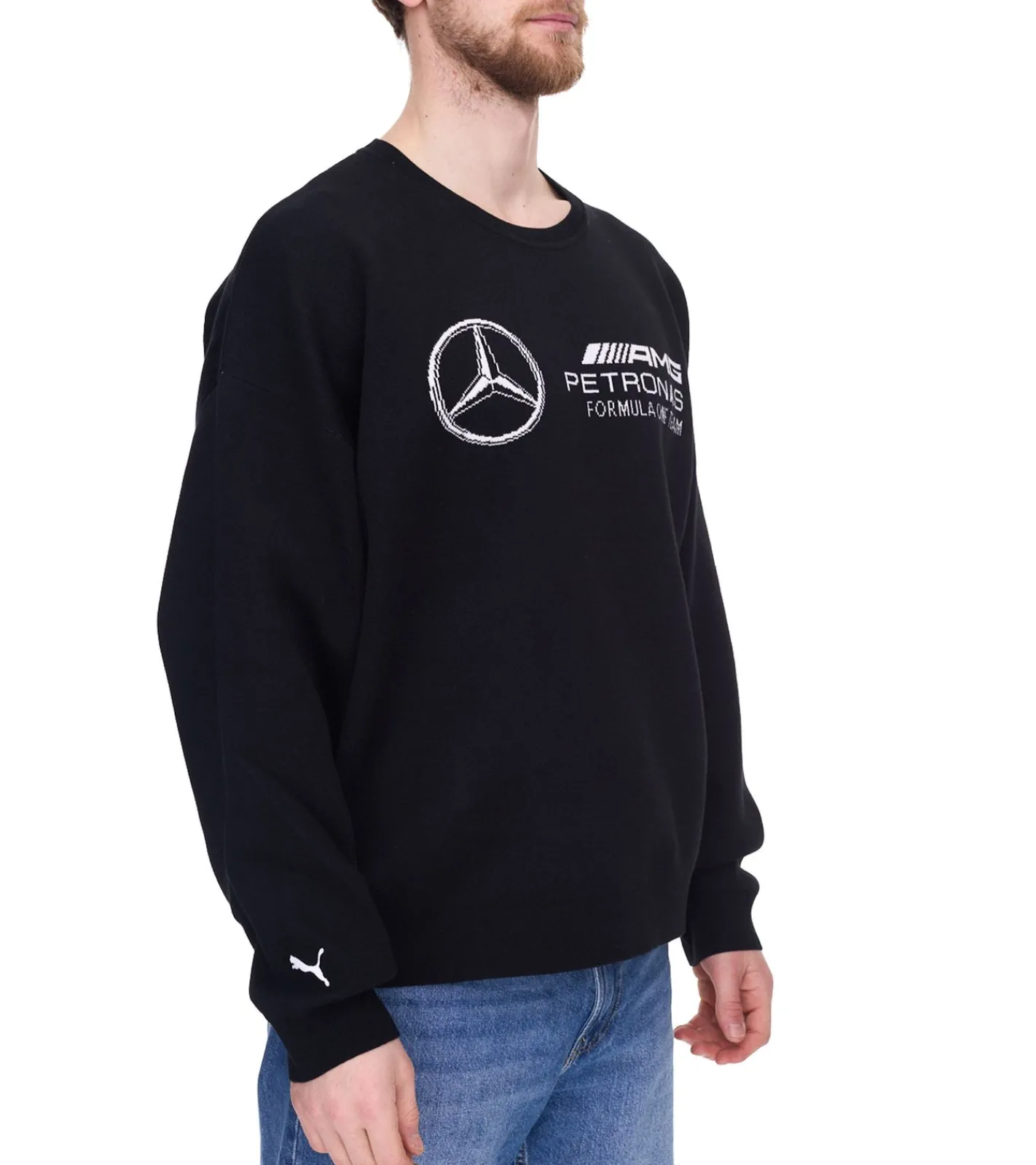 Pullover & Sweater*PUMA FD MAPF1 Mercedes-AMG Petronas F1 Statement Herren Oversized Pullover Formel 1 Strick-Pulli 621131 01 Schwarz