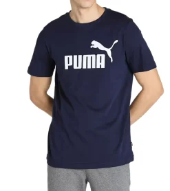 T-Shirts & Tank Tops*PUMA Herren Baumwoll-Shirt mit großem -Schriftzug Rundhals-Shirt Sport-Shirt 854742 05 Dunkelblau/Weiß
