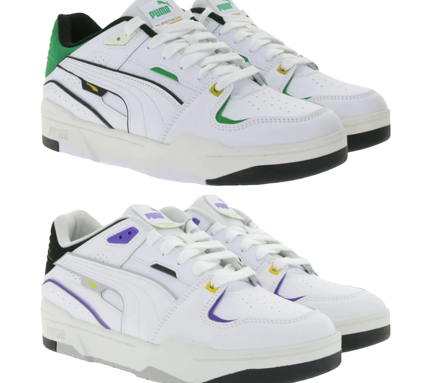 Sneaker & Turnschuhe|Turnschuhe & Sneaker*PUMA SLIPSTREAM Echtleder-Schuhe im Retro-Vibe Freizeit-Sneaker mit farbigen Akzenten Schnür-Schuhe 393266 Weiß/Lila oder Weiß/Grün