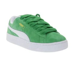 Turnschuhe|Sneaker & Turnschuhe*PUMA Suede XL Kinder Sneaker Echtleder-Schuhe Damen Skater-Schuhe mit Wechselfußbett Low-Top 396577 12 Grün/Weiß