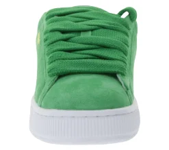 Turnschuhe|Sneaker & Turnschuhe*PUMA Suede XL Kinder Sneaker Echtleder-Schuhe Damen Skater-Schuhe mit Wechselfußbett Low-Top 396577 12 Grün/Weiß