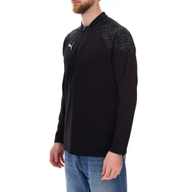Pullover & Sweater|Jogginghosen & Fitnessmode*PUMA teamCup Herren Troyer-Pullover mit DryCell-Technologie Trainings-Shirt grafischem Design Sport-Shirt Fitness-Pullover Sport-Ausrüstung 657982 03 Schwarz