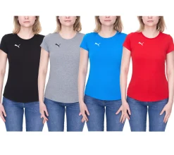 Fitnessmode & Jogginghosen|Tops & T-Shirts*PUMA TeamGoal23 Damen T-Shirt Sport-Shirt Baumwoll-Shirt mit Logo-Patch Fitness-Shirt 657085 Grau, , Blau oder Schwarz Rot