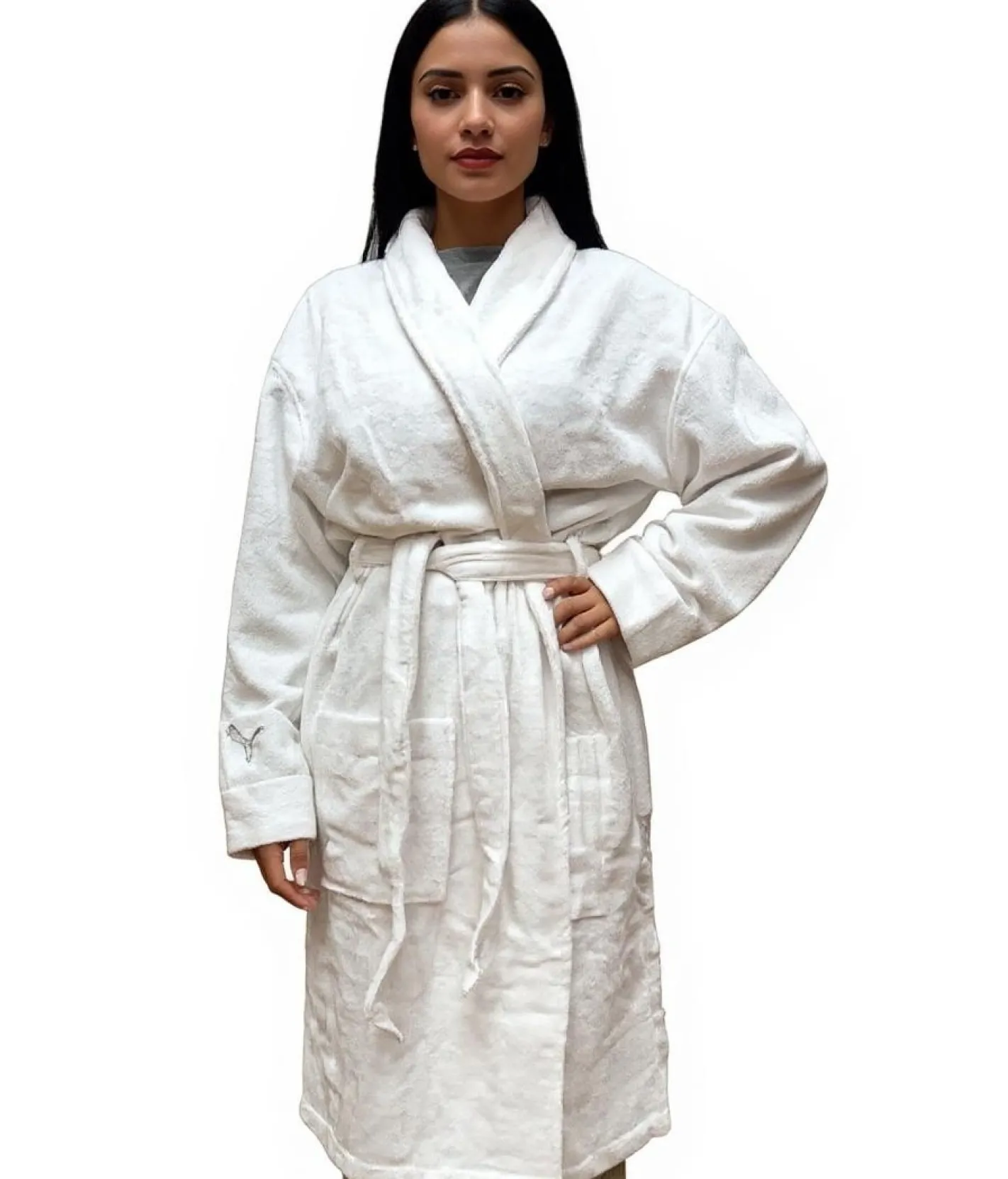Bademode & Nachtwäsche|Nachtwäsche & Bademode*PUMA Unisex Bademantel mit zwei offenen Seitentaschen Morgen-Mantel 660008 04 Weiß