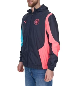 Jacken & Mäntel*PUMA Woven Anthem 2023/24 Manchester City funktionale Trainings-Jacke mit Kapuze Freizeit-Jacke Jogging-Jacke rainCELL warmCELL windCELL 772846 14 Schwarz/Blau/Rosa