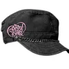 Caps & Mützen*Bio-Domes Headgear Pussycat Dolls Unisex Cap Baumwoll-Cap im Kadetten Style mit Kette und kleinem Schirm FC110460PCD Grau/Rosa
