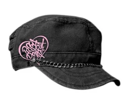 Caps & Mützen*Bio-Domes Headgear Pussycat Dolls Unisex Cap Baumwoll-Cap im Kadetten Style mit Kette und kleinem Schirm FC110460PCD Grau/Rosa