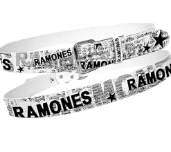 Gürtel*BioworldMerch RAMONES Gürtel für Damen und Herren 110m im Zeitungsdruck BT106126RAM4 Weiß