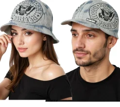 Caps & Mützen*BioworldMerch RAMONES Rockband Schirm-Beanie mit Band-Print Strick-Mütze mit Patch Fan-Beanie KC100814RAM Grau