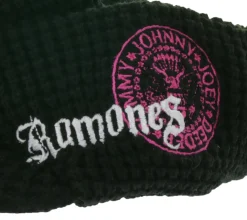 Caps & Mützen*BioworldMerch RAMONES Unisex Beanie mit Ramones-Logo und NY Punk Rock Schriftzug Schirm-Beanie Freizeit-Mütze Schwarz/Rosa/Weiß