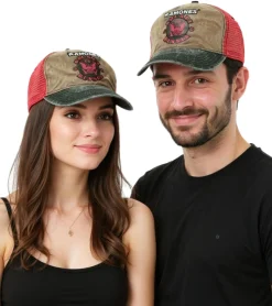 Caps & Mützen*BioworldMerch Ramones Unisex Trucker-Cap Punkrock-Band mit Logo-Stickerei Base-Cap BA156116RAM0 Braun/Rot