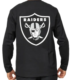 Pullover & Sweater*RE:COVERED NFL RAIDERS SCHIELD Herren nachhaltiges Rundhals-Shirt mit Team-Logo Baumwoll-Longsleeve Pullover MMNFL1135 Schwarz
