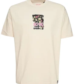 T-Shirts & Tank Tops*RE:COVERED X ACDC Herren T-Shirt mit ACDC-Band Print Baumwoll-Shirt mit großem Schriftzug Rundhals-Shirt MMPER771 Beige