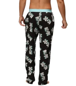 Nachtwäsche & Bademode*RE:COVERED X ACDC Loungepants Herren Schlafanzug-Hose mit ACDC Allover-Print Pyjama-Hose RCPER922 Schwarz