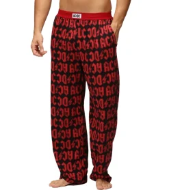 Nachtwäsche & Bademode*RE:COVERED X ACDC Loungepants Herren Schlafanzug-Hose mit ACDC Allover-Print Pyjama-Hose RCPER923 Schwarz/Rot