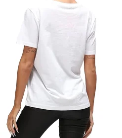 Tops & T-Shirts*RE:COVERED X Barbie Damen T-Shirt mit Barbie-Print Baumwoll-Shirt Rundhals RCBAR207 Weiß