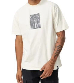 T-Shirts & Tank Tops*RE:COVERED X Bowie Herren T-Shirt mit "David Bowie King of Rock"-Print Baumwoll-Shirt Rundhals-Shirt MMPER769 Beige