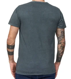 T-Shirts & Tank Tops*RE:COVERED X BSA Herren T-Shirt mit Motorrad-Print Baumwoll-Shirt Rundhals-Shirt MMBSA306 Grau