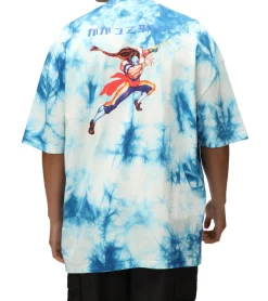 T-Shirts & Tank Tops*RE:COVERED X CAPCOM Herren T-Shirt mit Street Fighter Vega-Print Baumwoll-Shirt Rundhals-Shirt Oversized MMDIF1879 Blau