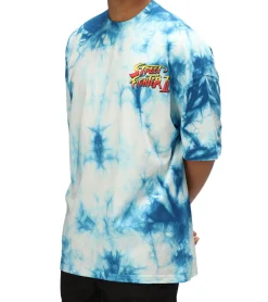 T-Shirts & Tank Tops*RE:COVERED X CAPCOM Herren T-Shirt mit Street Fighter Vega, Ryu, Blanka-Print Baumwoll-Shirt Rundhals-Shirt MMDIF18 Blau/Grau/Violett