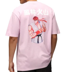 T-Shirts & Tank Tops*RE:COVERED X CAPCOM Herren T-Shirt mit Street Fighter Vega, Ryu, Blanka-Print Baumwoll-Shirt Rundhals-Shirt MMDIF18 Blau/Grau/Violett