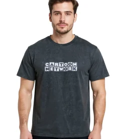 T-Shirts & Tank Tops*RE:COVERED X Cartoon Network Herren T-Shirt mit Motto-Print Baumwoll-Shirt Rundhals-Shirt RCWARN753 Grau