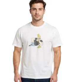 T-Shirts & Tank Tops*RE:COVERED X Cartoon Network Herren T-Shirt Johnny Bravo Baumwoll-Shirt Rundhals-Shirt RCWARN752 Hellbeige